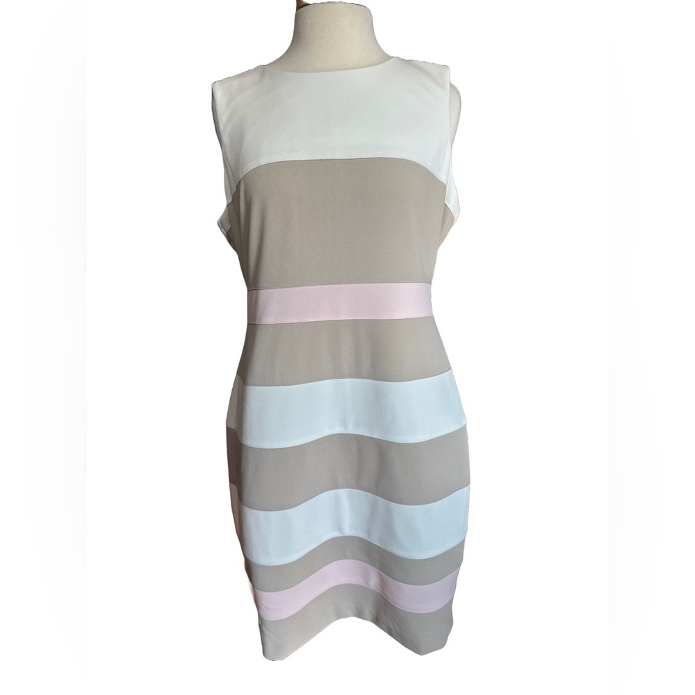 Women's TOMMY HILFIGER Dress Size 16 White Beige Pink Sleeveless